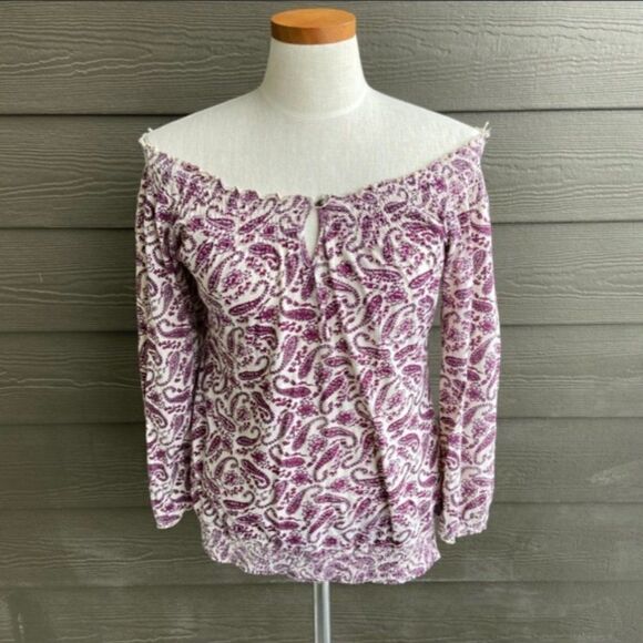 Lucky Brand Off-the-Shoulder Paisley Top - Picture 1 of 5